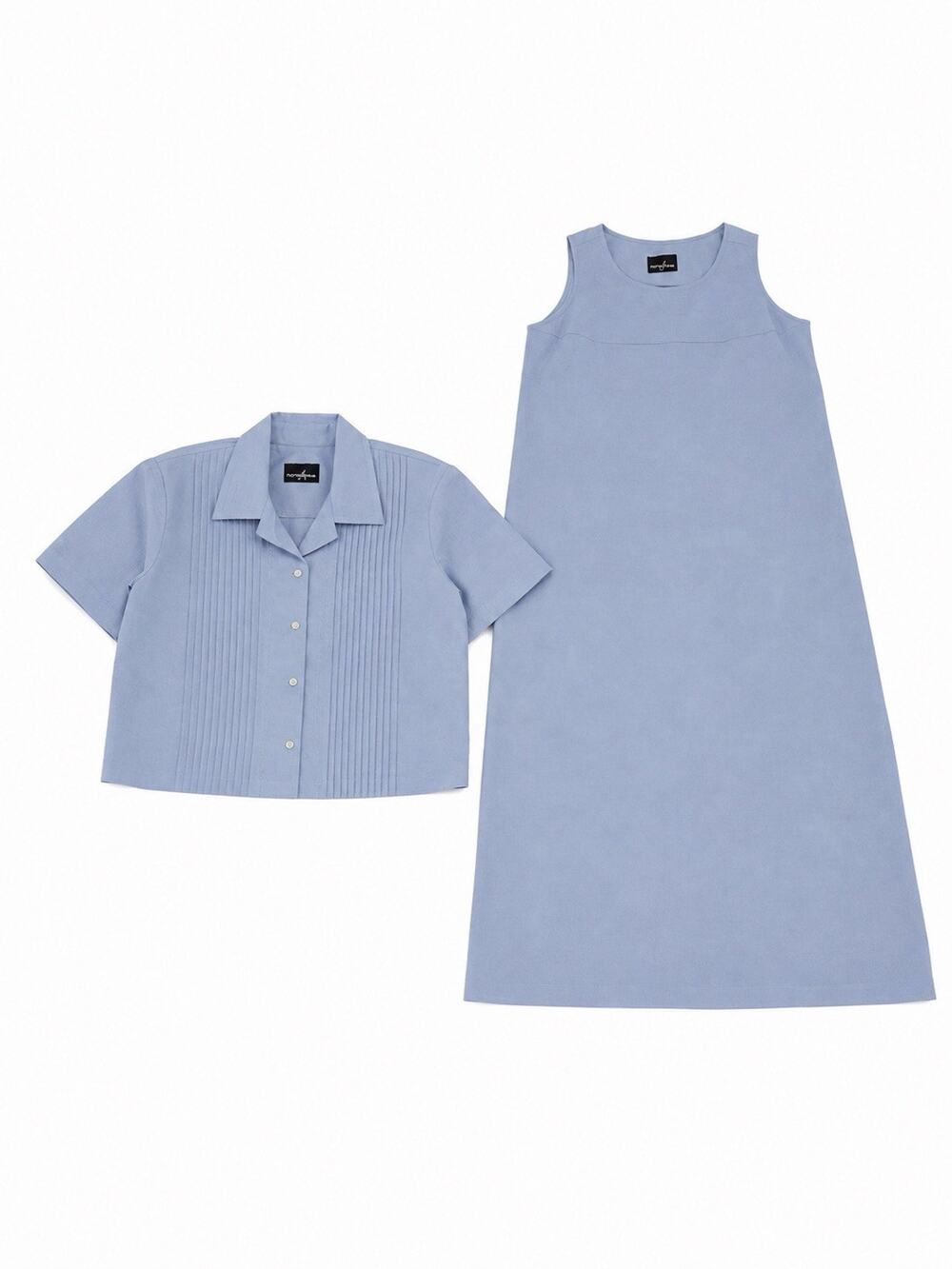 Positive Attitude Women’s 2 Piece Blue Dress & Jacket Set Sleeveless Career